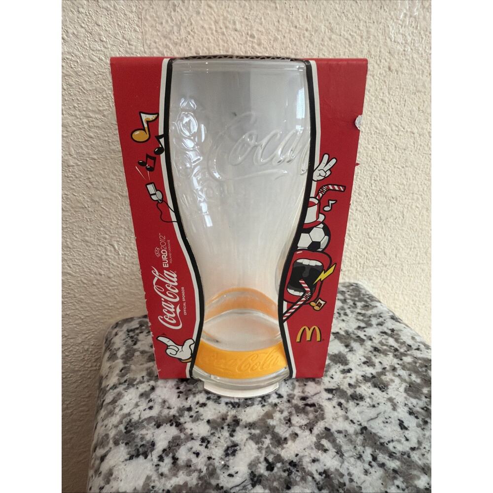 Coca-Cola Glass UEFA EURO 2012 Poland Ukraine Yellow Band-Promotional McDonalds